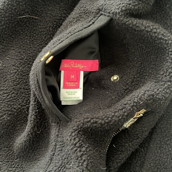 Lilly Pulitzer Skyden Reversible Vest Jacket Fleece & Suede Black M Nwt $258 - Picture 8 of 8
